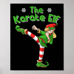 Póster Chica Karate Elfa Artes Marciales Navidad