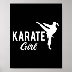 Póster Chica Karate Pelea de Cola de Caballo Blanca Artes