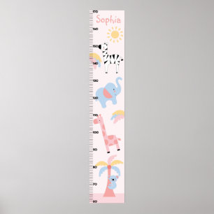 Póster Chica La tabla de crecimiento de los animales de l