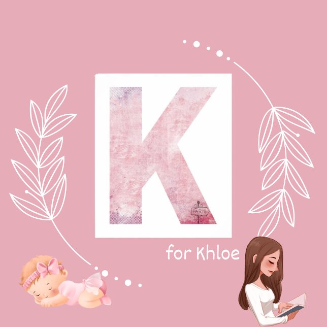 Póster Chica Letra K Boho Poster de acuarela rosa (Subido por el creador)