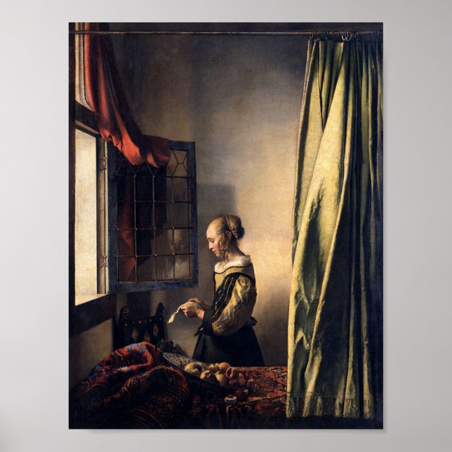 Póster Chica leyendo una carta de Johannes Vermeer Art (Frente)