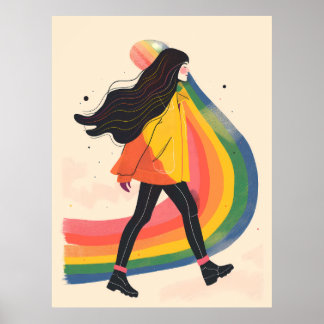 Póster chica lgbt arcoiris, lesbiana gay, orgullo