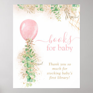 Póster Chica Libros Globos De Eucalipto De Oro Para Poste