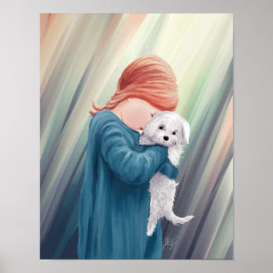 Póster Chica linda con perro