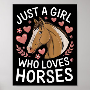 Póster Chica Linda de Caballo Solo Una Chica Que Ama a lo