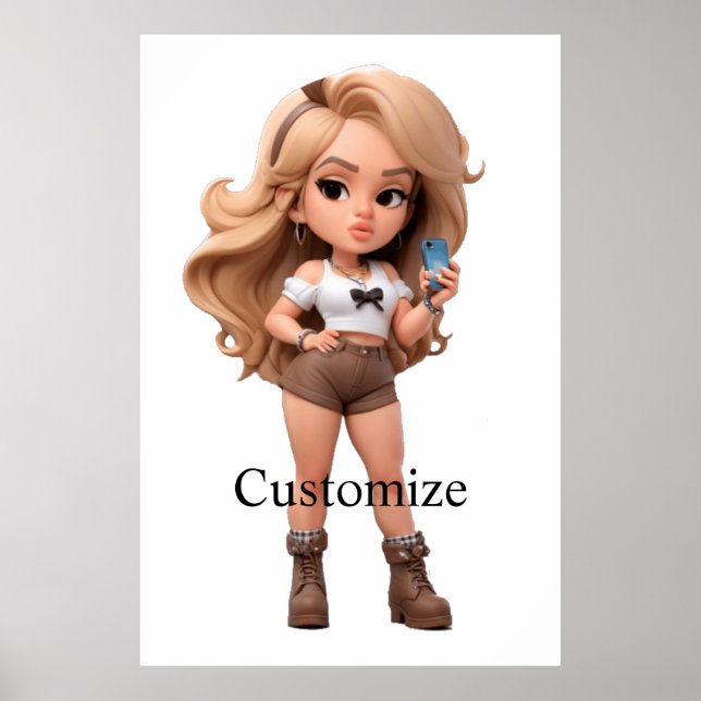 Póster Chica lindo Bonita Chica Thunder_Cove (Frente)