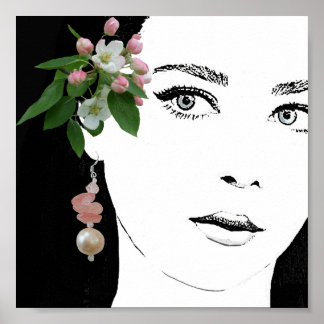 Póster Chica lindo cara ilustracion de moda bonito