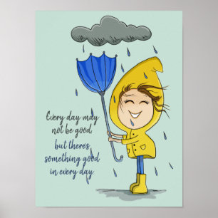 Póster Chica lindo Rainy Windy Day
