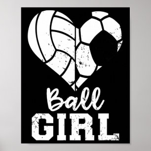 Póster Chica Ll Corazón Divertido Fútbol Voleibol Chica L