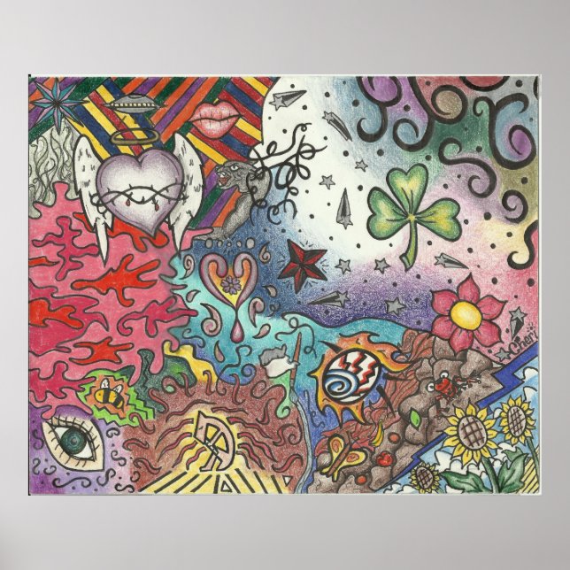 Póster Chica LUCKY POSTER DE LA COLLAGE ART (Frente)