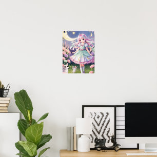 Póster Chica mágico y Poster de gato espiritual - Kawaii 