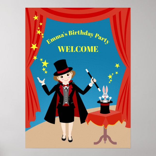 Póster Chica mago muestra fiesta de cumpleaños (Frente)