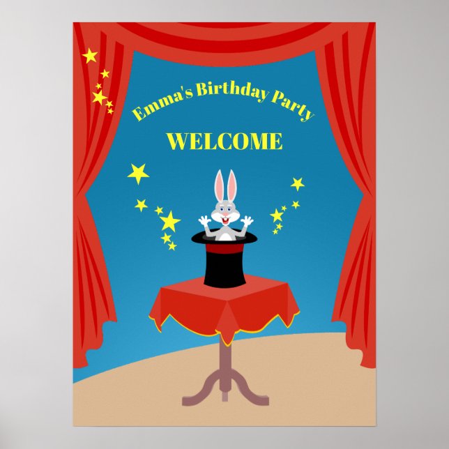 Póster Chica mago muestra fiesta de cumpleaños (Frente)