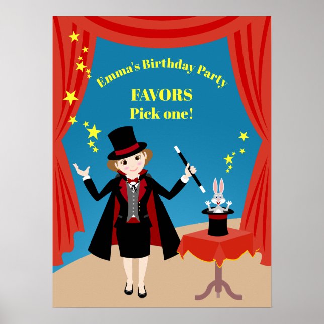 Póster Chica mago muestra fiesta de cumpleaños (Frente)