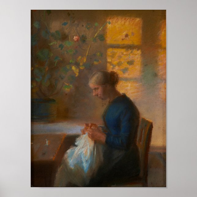 Póster Chica masticando por Anna Ancher (Frente)