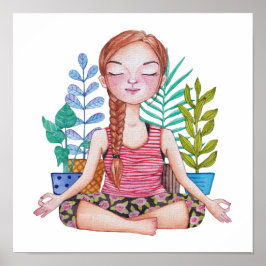 Póster Chica Mediador Con Plantas