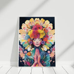 Póster Chica mediador Flores Universo<br><div class="desc">Chica de yoga meditando flores Poster universal</div>