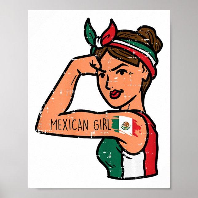 Póster Chica mexicana Mujer Rosie Riveter Cinco De Mayo F (Frente)