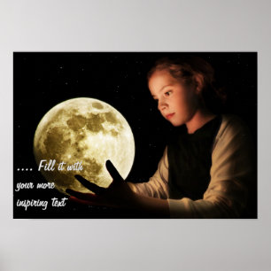 Póster Chica mirando a la luna