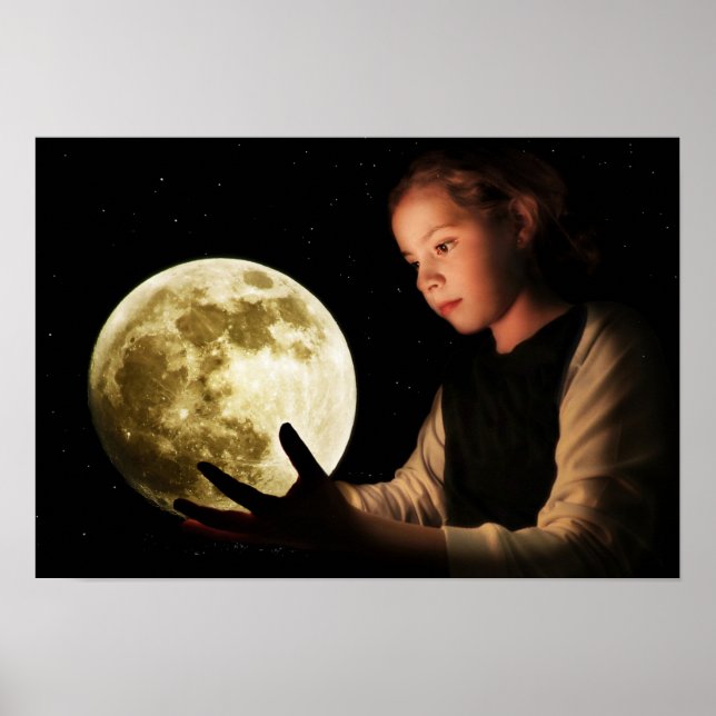 Póster Chica mirando a la luna (Frente)