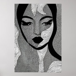 Póster Chica moderno blanco y negro