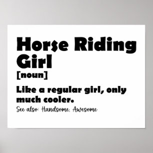 Póster Chica montando a caballo Definición divertida Jine