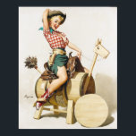 Póster Chica Montando Pin Up<br><div class="desc">Anclaje vintage. Imagen de muy alta resolución directamente de la pintura al óleo original.</div>
