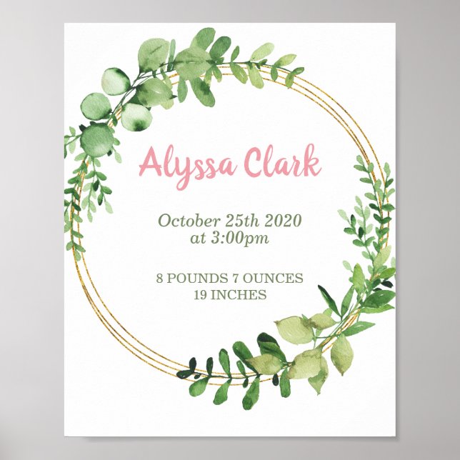 Póster Chica Nacimientos Estatales Poster Nursery Wall Ar (Frente)