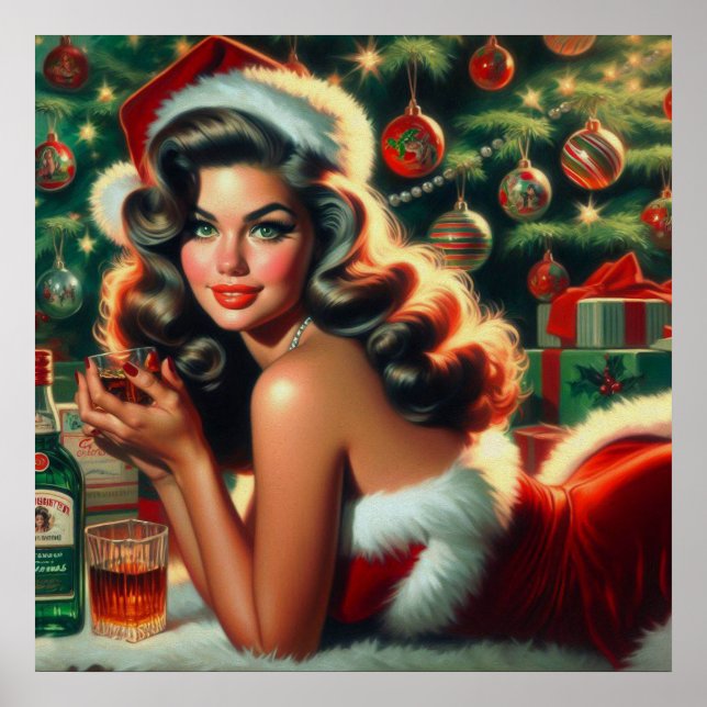 Póster Chica navideño vintage (Frente)