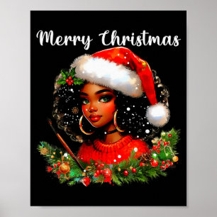 Póster Chica negra africana divertida Navidad americana M