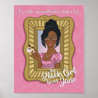 Póster Chica negro ama al Poster (mate)
