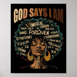 Póster Chica negro Dios dice que soy negro melanín histor