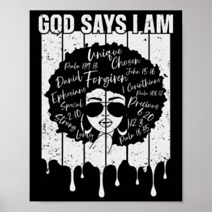 Póster Chica negro Dios dice que soy negro melanín histor