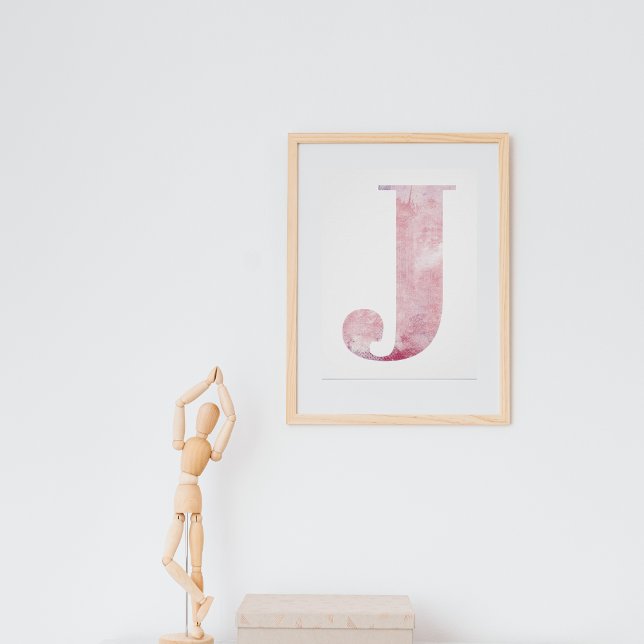Póster Chica Nombre Letra J Boho Poster acuarela rosa (Subido por el creador)