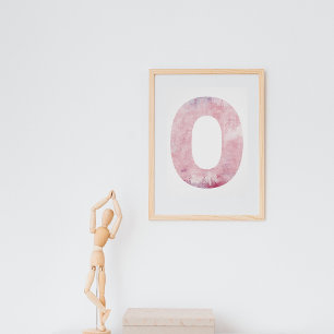 Póster Chica Nombre Letra O Poster De Acuarela Rosa