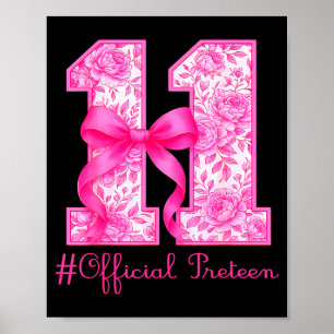 Póster Chica Oficial Pre-adolescente Cumpleaños 11 Rosa C