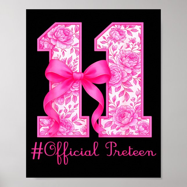 Póster Chica Oficial Pre-adolescente Cumpleaños 11 Rosa C (Frente)
