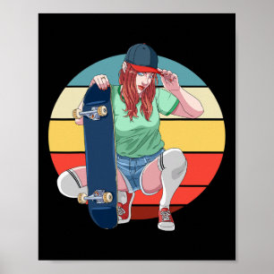Póster Chica Patinadora Skateboarders Chicas Patinando Mu