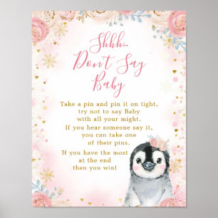 Póster Chica Penguin Winter Snowflake no dice tarjeta de