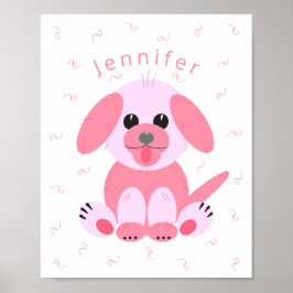 Póster Chica personalizado rosado Personalizado de perros