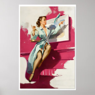 Póster Chica Pin-Up de Elvgren con Estilo Retro Pretty Ca
