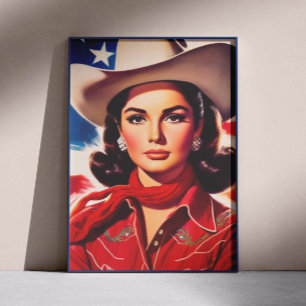 Póster Chica pin-up del oeste vintage