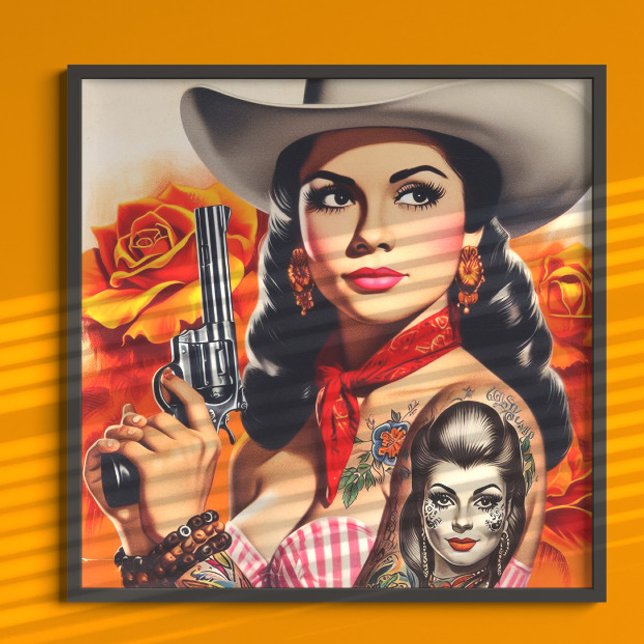 Póster Chica Pin-up del Oeste Vintage (Subido por el creador)