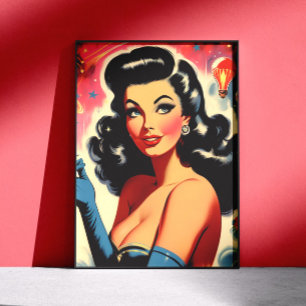 Póster Chica Pin-up Retro Glam