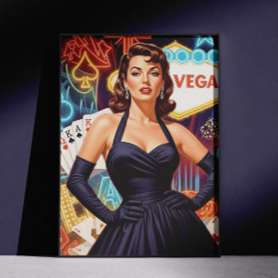 Póster Chica Pin-up Retro Las Vegas