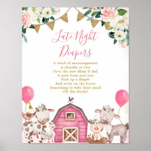 Póster Chica Pink Farm Poster de pañales nocturnos