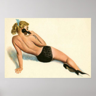 Póster Chica Pinup de época Coloración original 20