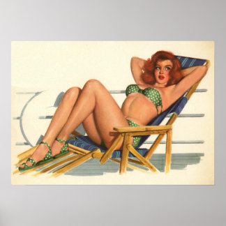 Póster Chica Pinup de época Coloración original 22