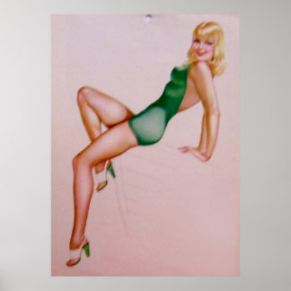 Póster Chica Pinup de época Coloración original 8