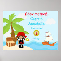 Chica pirata norteamericano cutto Poster de cumple